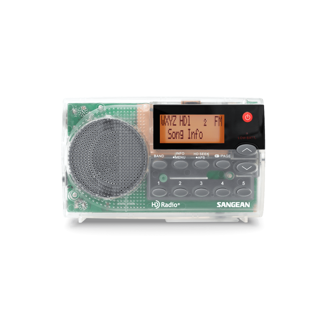 Sangean HDR-14CLX Portable HD Radio without Speaker - Clear